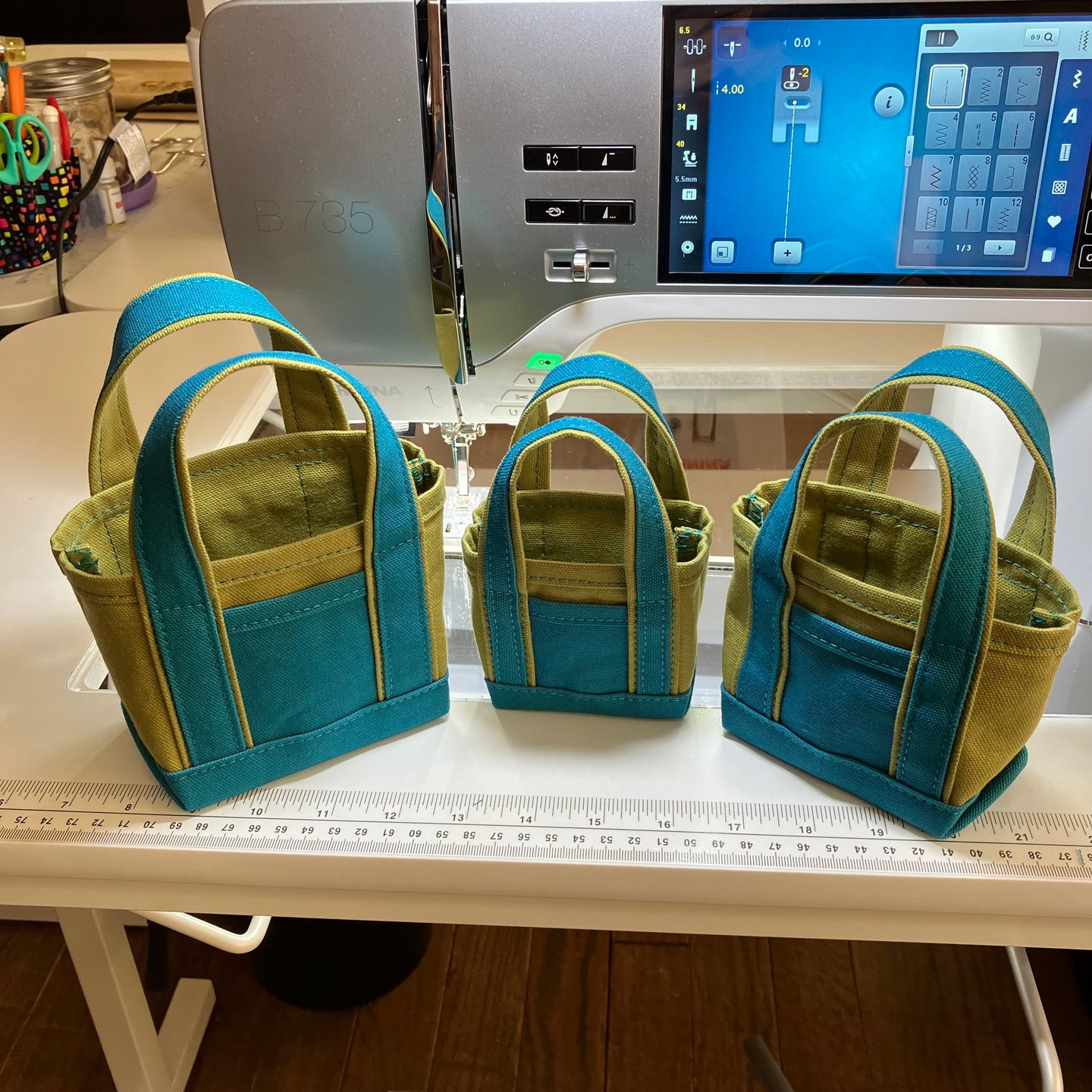 Tiny Tote - Apple Green / Teal